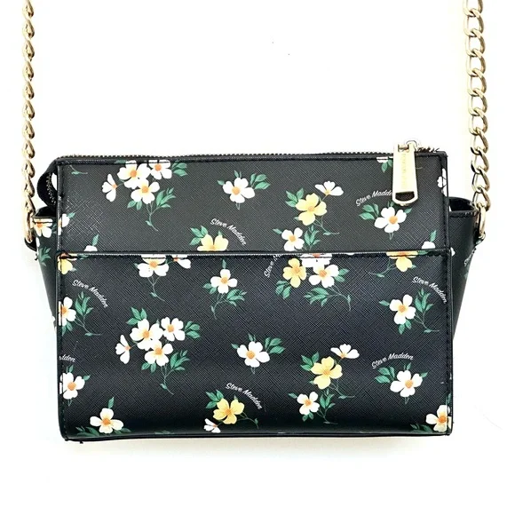 Steve Madden Blexi Structured Crossbody Bag in Black Floral Pattern - Picture 4 of 15